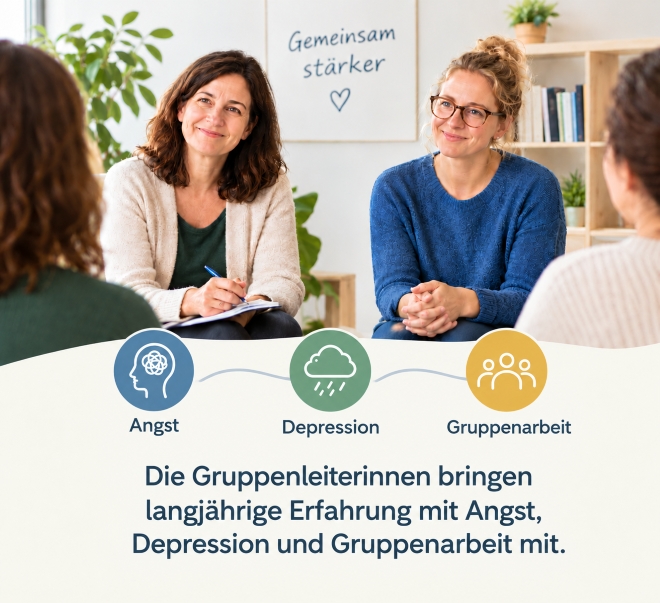 Gruppenleiterin spricht ruhig in einer kleinen Runde